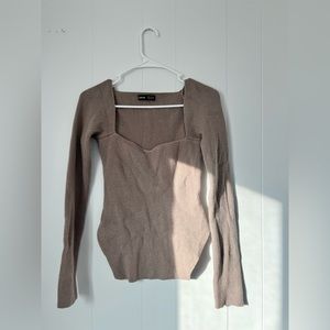 SHEIN Frenchy Sweetheart Neck Ribbed Knit Sweater